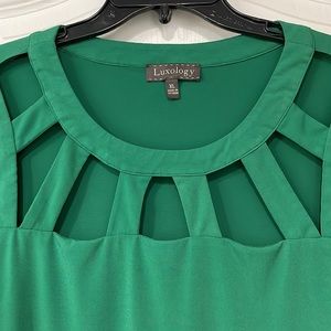 Cutout Short Sleeve Emerald Green Top, XL